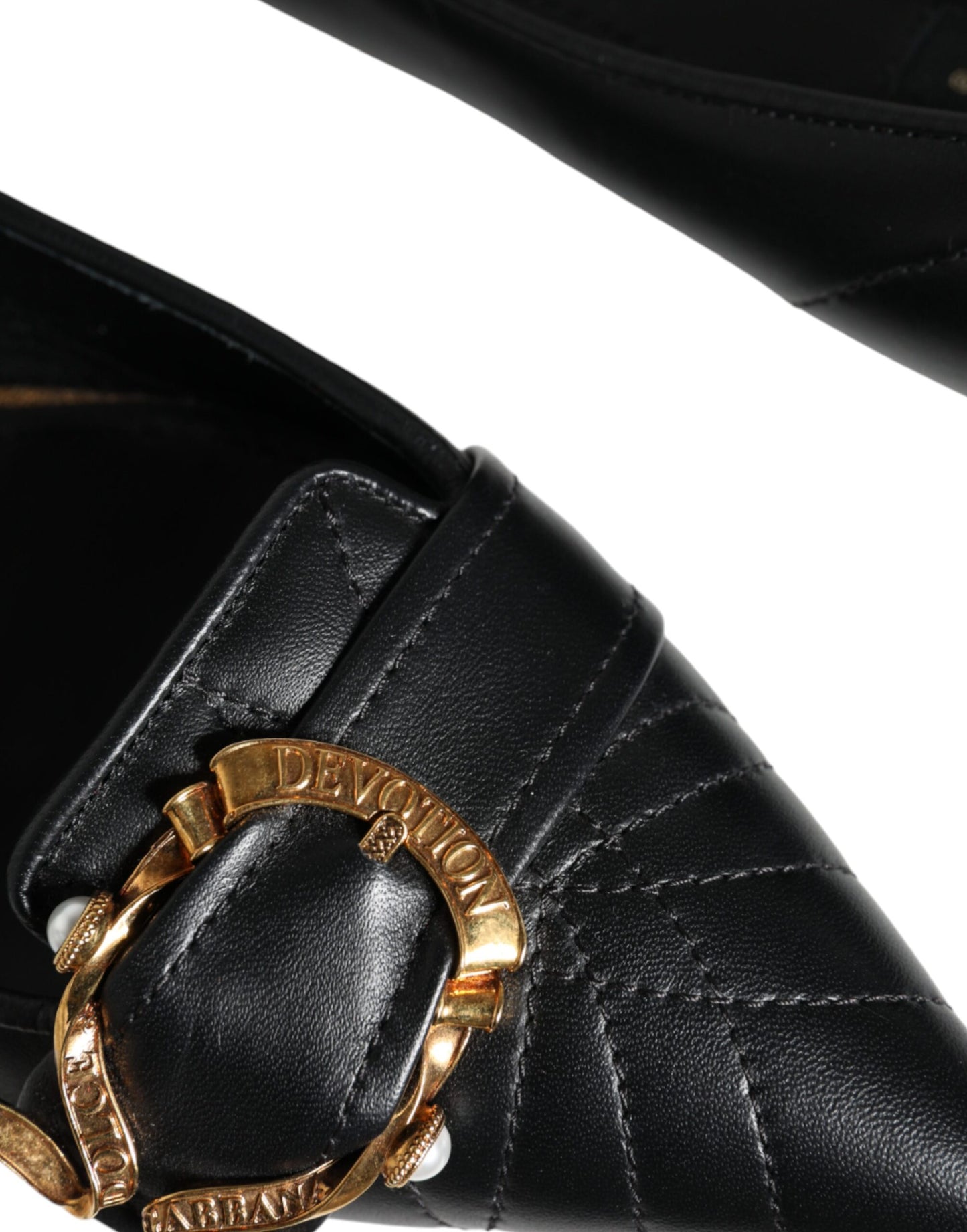 Dolce &amp; Gabbana – Schwarze, spitze Ballerinas aus Leder „Devotion“