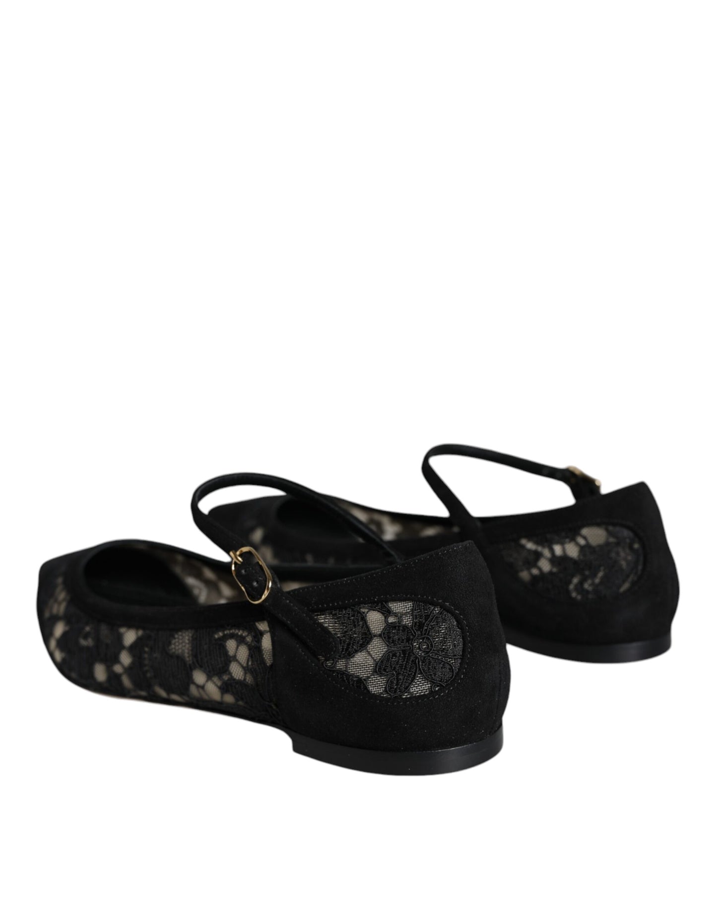 Dolce &amp; Gabbana – Schwarze flache Schuhe „Taormina“ aus Spitze von Bellucci