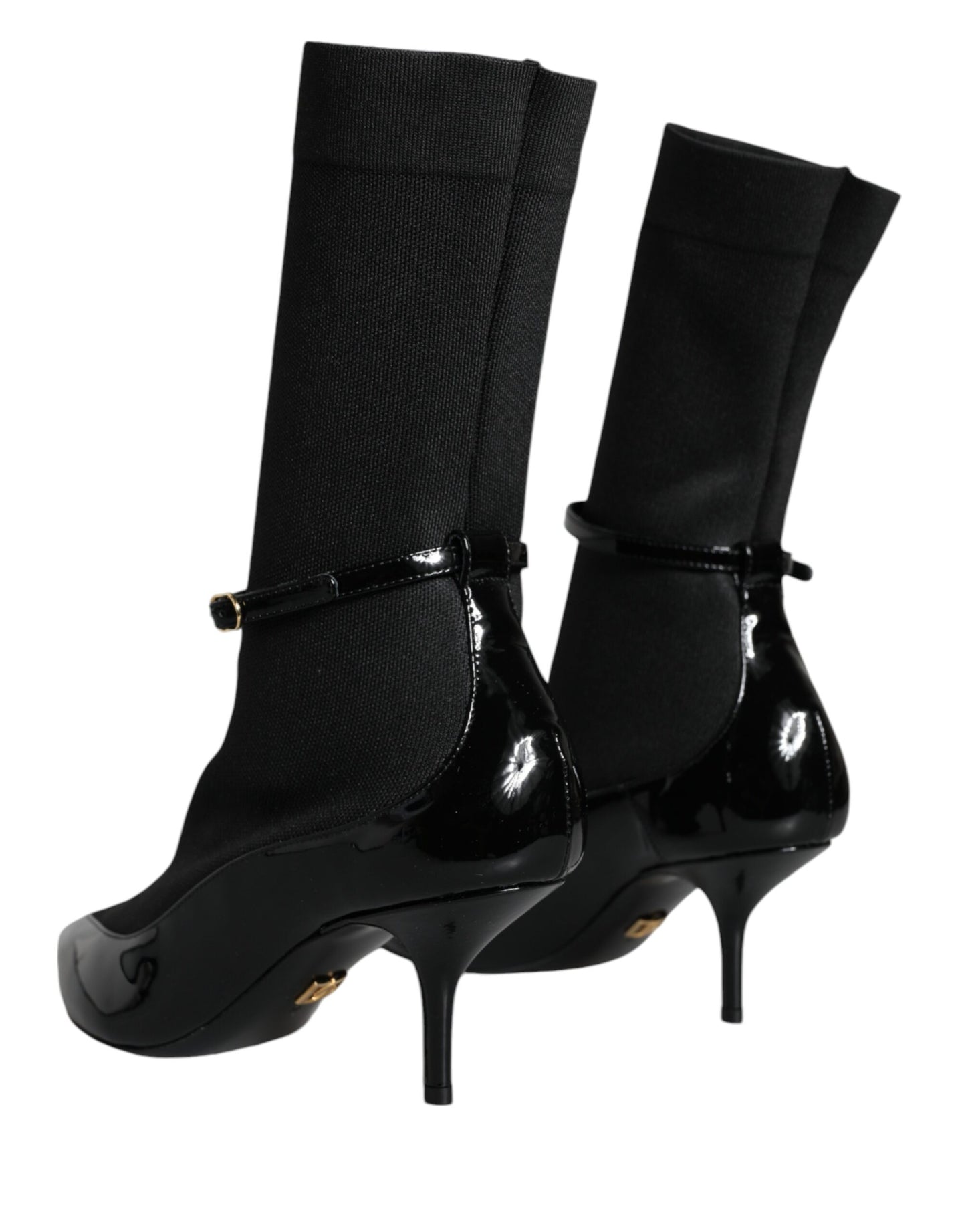 Dolce &amp; Gabbana Schwarze Leder Stilettos Booties Socken Schuhe