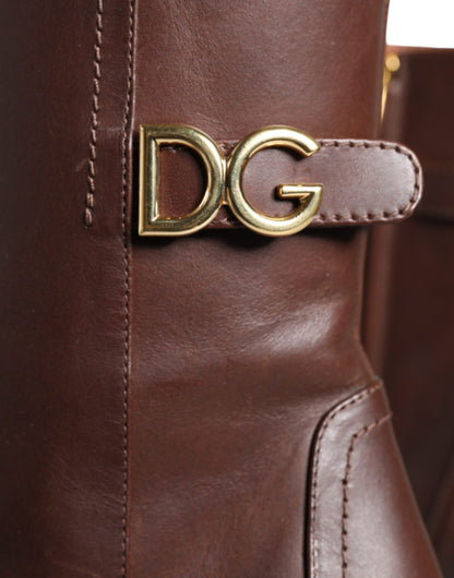 Dolce &amp; Gabbana – Stiefel mit Absatz und halbhohem Absatz in Braun