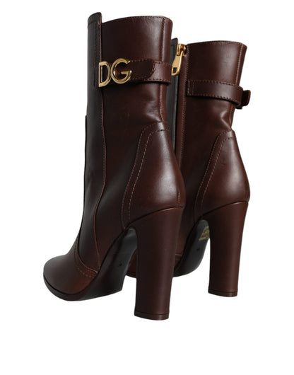 Dolce &amp; Gabbana – Stiefel mit Absatz und halbhohem Absatz in Braun