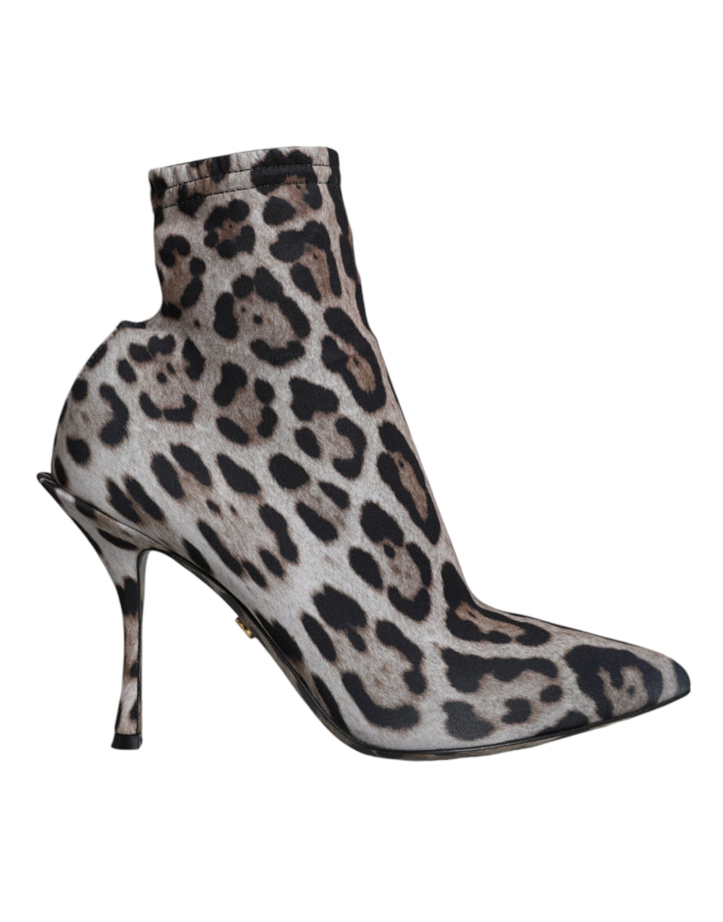 Dolce &amp; Gabbana Graue Leoparden Stretch Heels Stiefeletten Schuhe