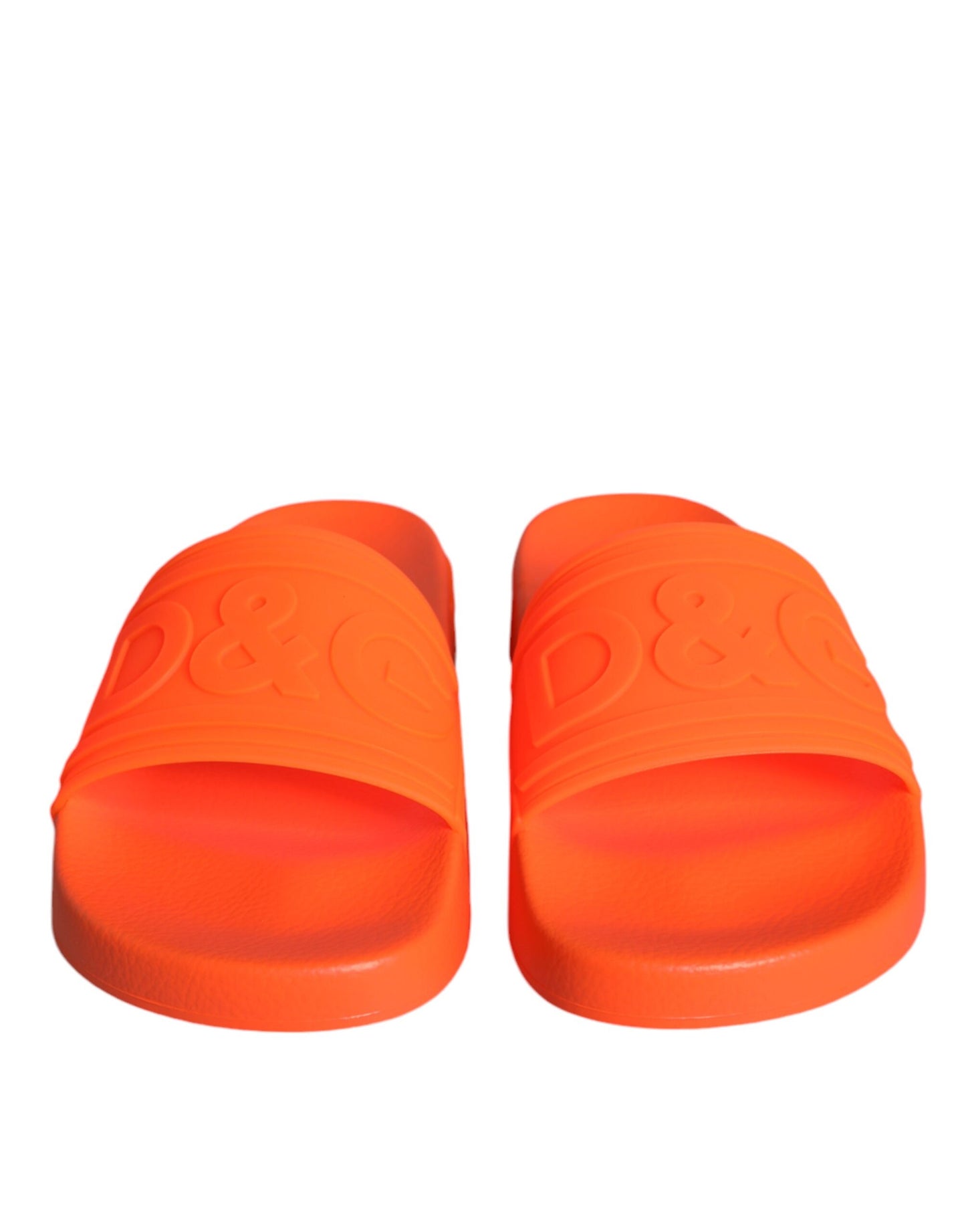 Dolce &amp; Gabbana Orange Gummi Slides Sandalen Strandschuhe