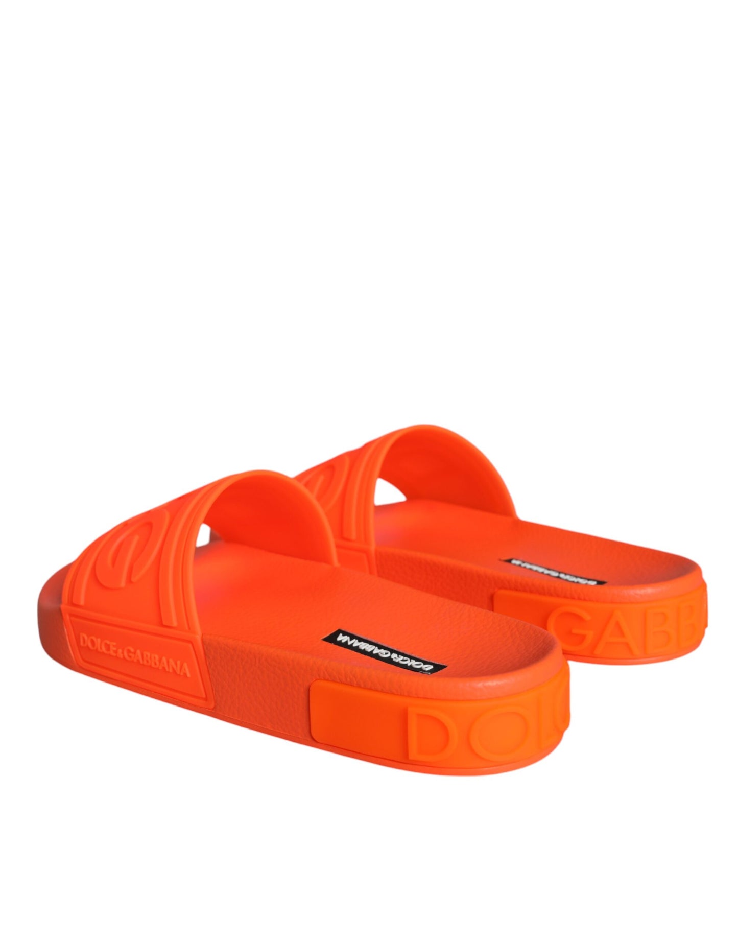 Dolce &amp; Gabbana Orange Gummi Slides Sandalen Strandschuhe