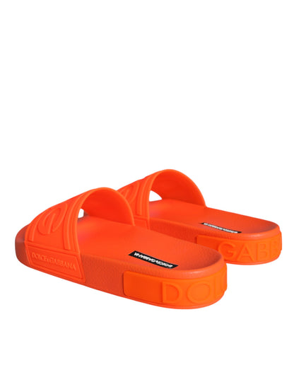 Dolce &amp; Gabbana Orange Gummi Slides Sandalen Strandschuhe