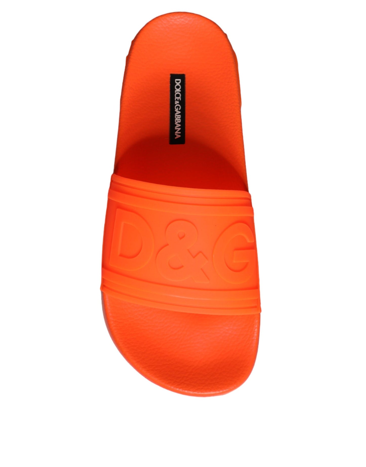 Dolce &amp; Gabbana Orange Gummi Slides Sandalen Strandschuhe