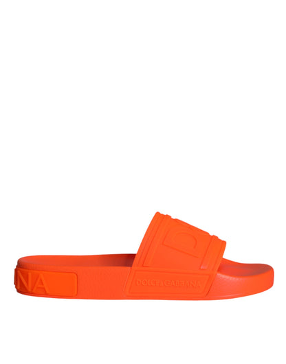 Dolce &amp; Gabbana Orange Gummi Slides Sandalen Strandschuhe