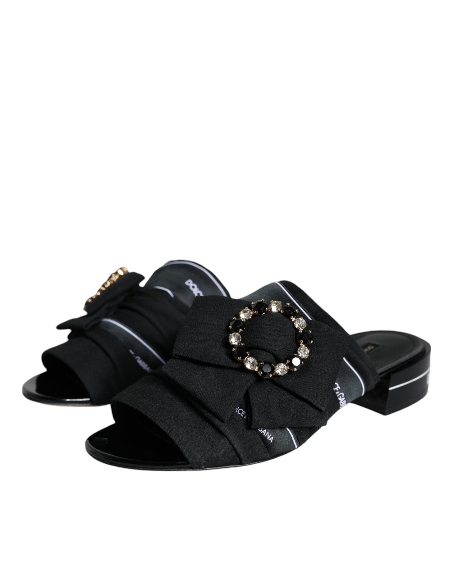 Dolce &amp; Gabbana – Sandalen mit Kristallen in Schwarz und Weiß