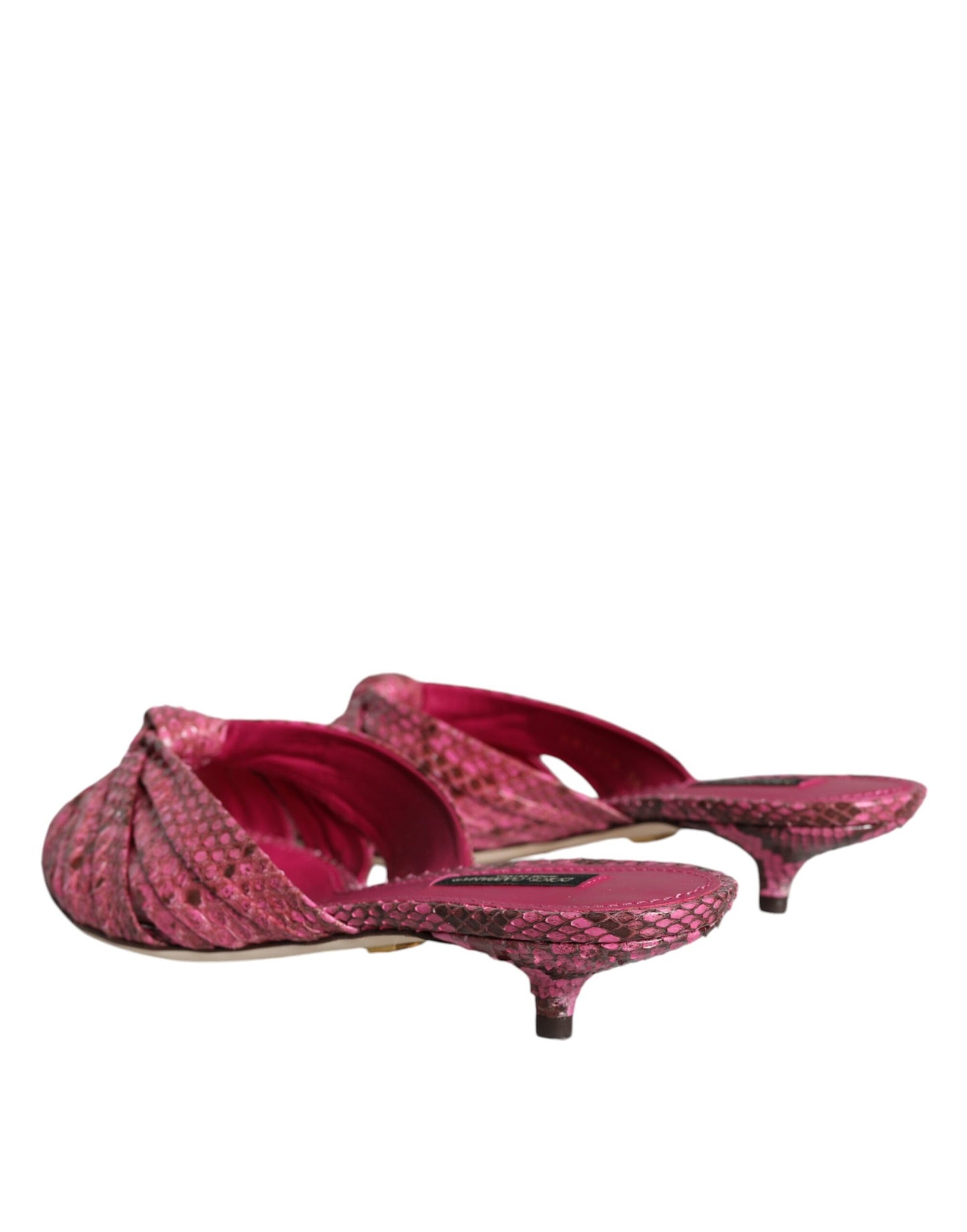 Dolce &amp; Gabbana – Pantoletten mit Kitten-Heels aus rosa Pythonleder