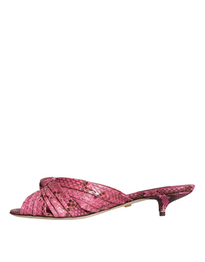 Dolce &amp; Gabbana – Pantoletten mit Kitten-Heels aus rosa Pythonleder