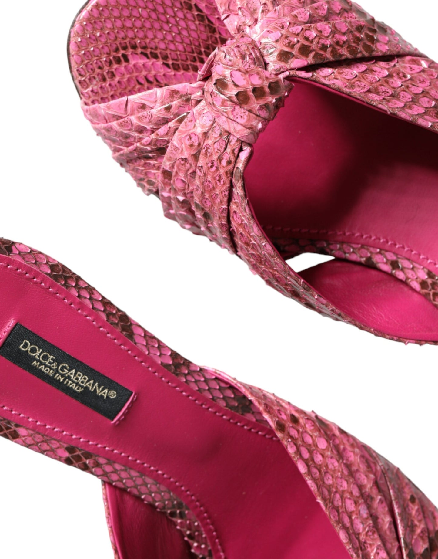 Dolce &amp; Gabbana – Pantoletten mit Kitten-Heels aus rosa Pythonleder