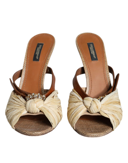 Dolce &amp; Gabbana – Sandalen mit Absatz und Kristallen in Mehrfarbig