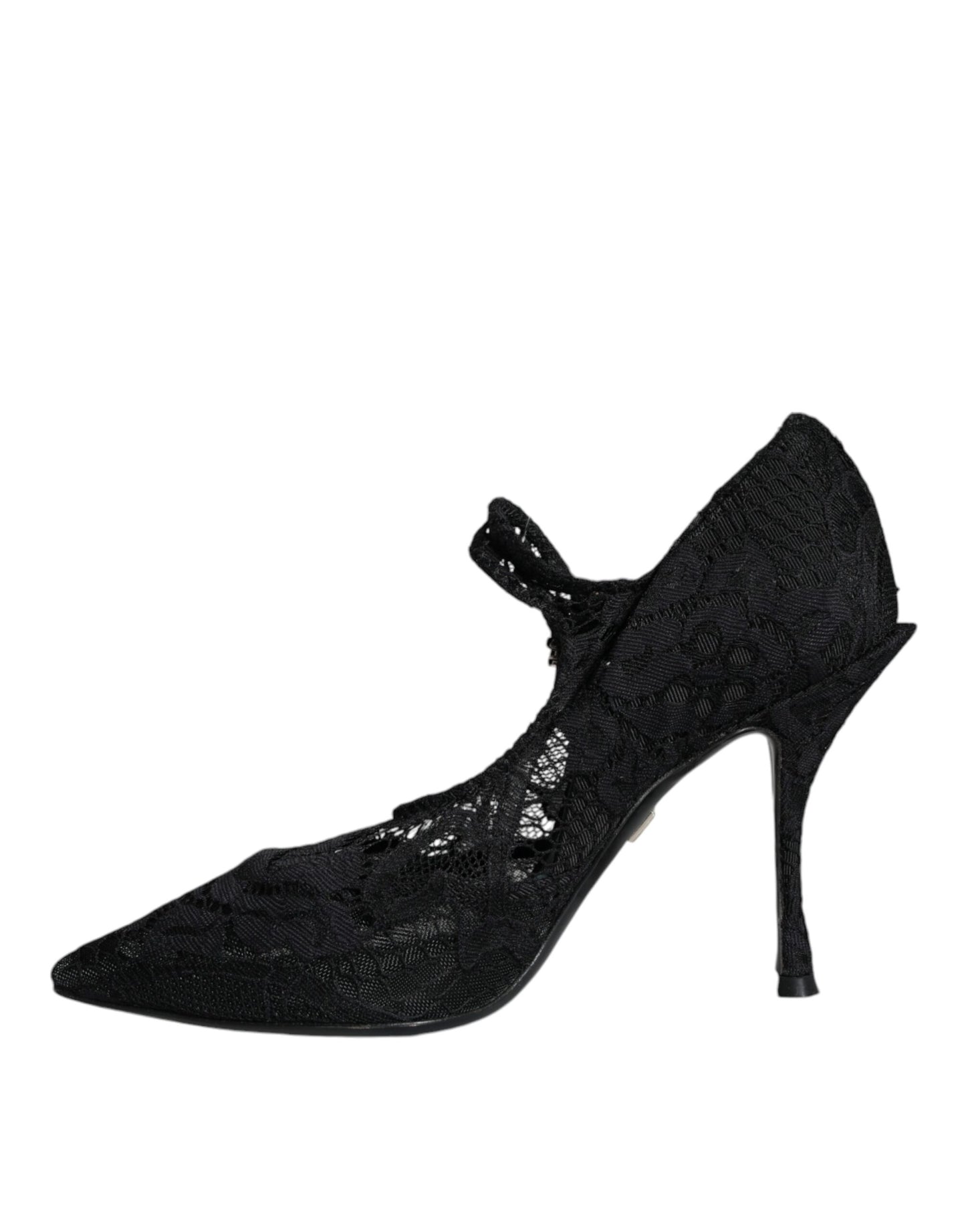 Dolce &amp; Gabbana Schwarze Mary Jane Pumps mit Spitze und Kristallen