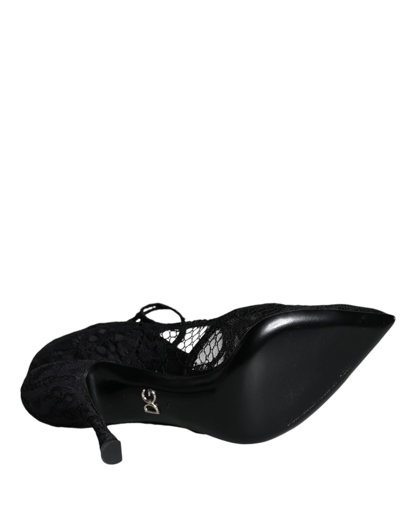 Dolce &amp; Gabbana Schwarze Mary Jane Pumps mit Spitze und Kristallen