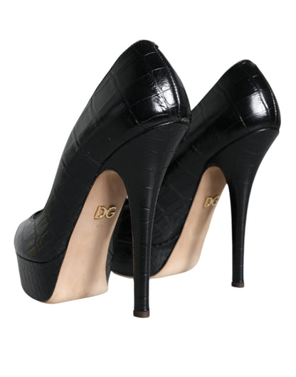 Dolce &amp; Gabbana – Pumps mit Plateauabsatz aus schwarzem Leder