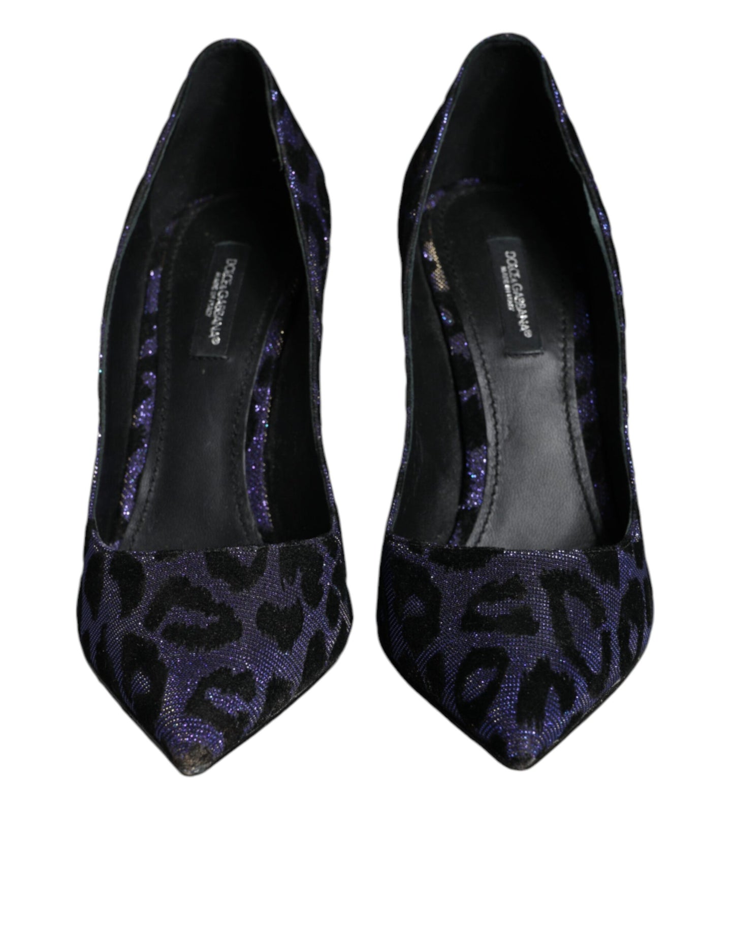 Dolce &amp; Gabbana Violette Leoparden Lurex High Heels Pumps Schuhe