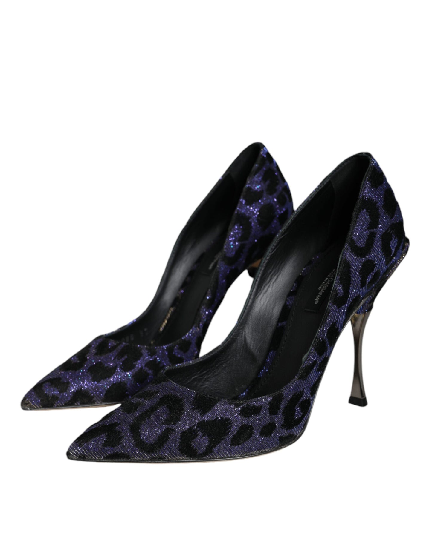 Dolce &amp; Gabbana Violette Leoparden Lurex High Heels Pumps Schuhe