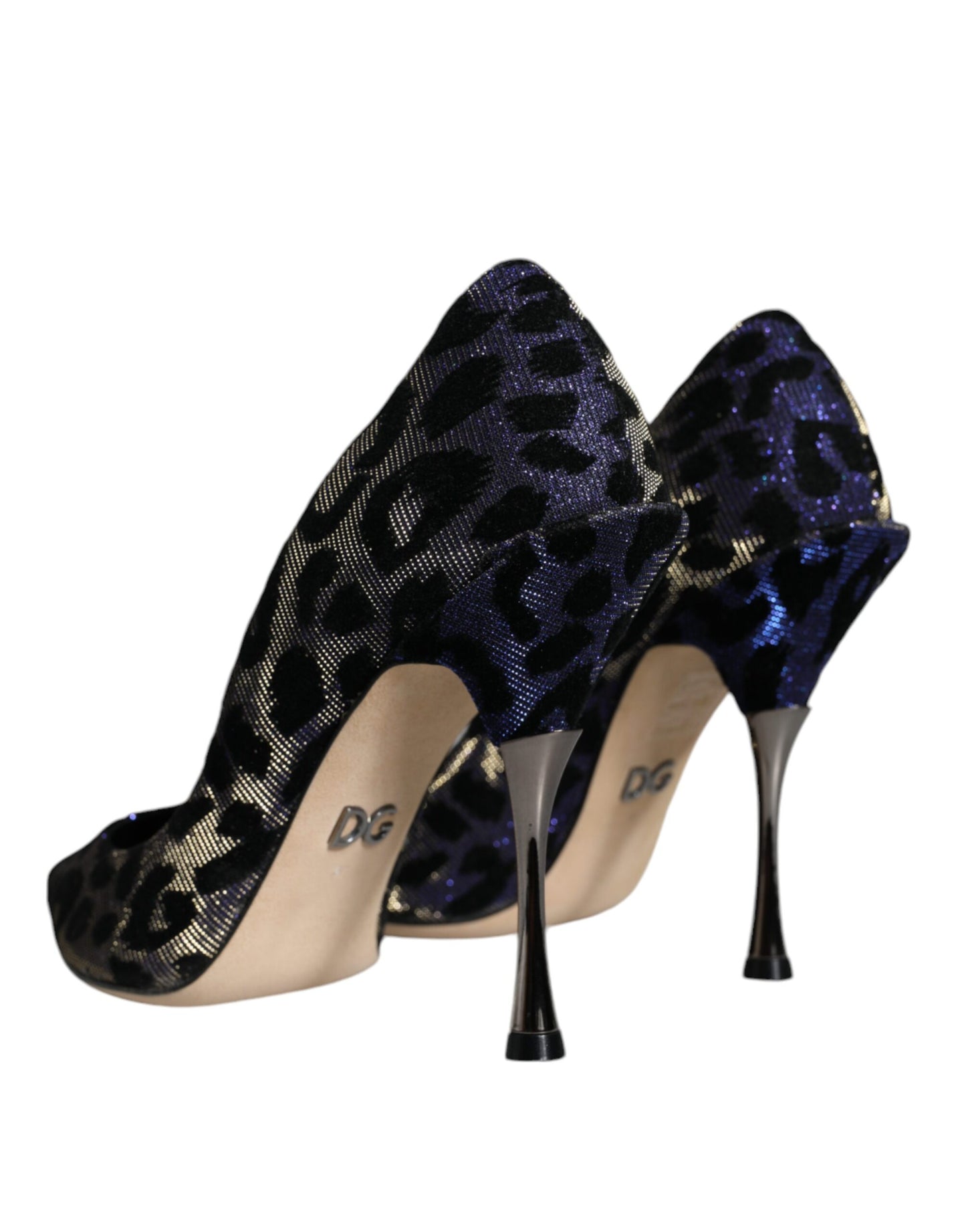 Dolce &amp; Gabbana Violette Leoparden Lurex High Heels Pumps Schuhe