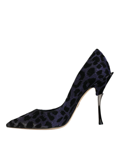 Dolce &amp; Gabbana Violette Leoparden Lurex High Heels Pumps Schuhe