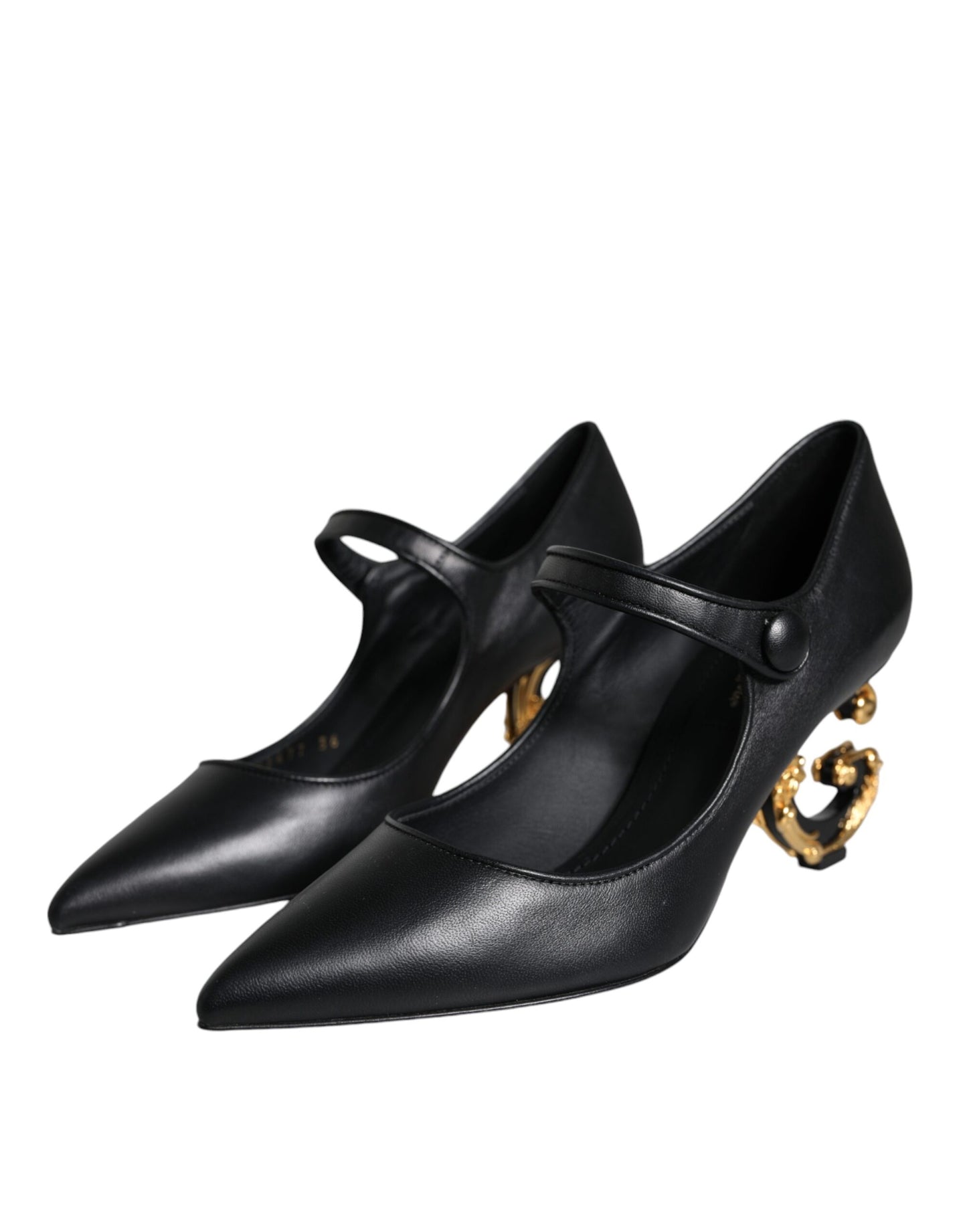 Dolce &amp; Gabbana – Mary-Jane-Pumps aus schwarzem Leder mit Logo