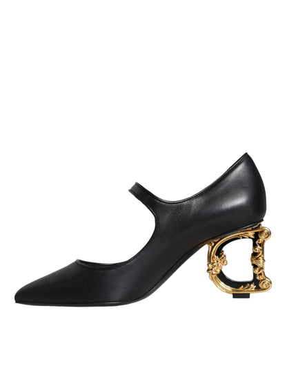 Dolce &amp; Gabbana – Mary-Jane-Pumps aus schwarzem Leder mit Logo