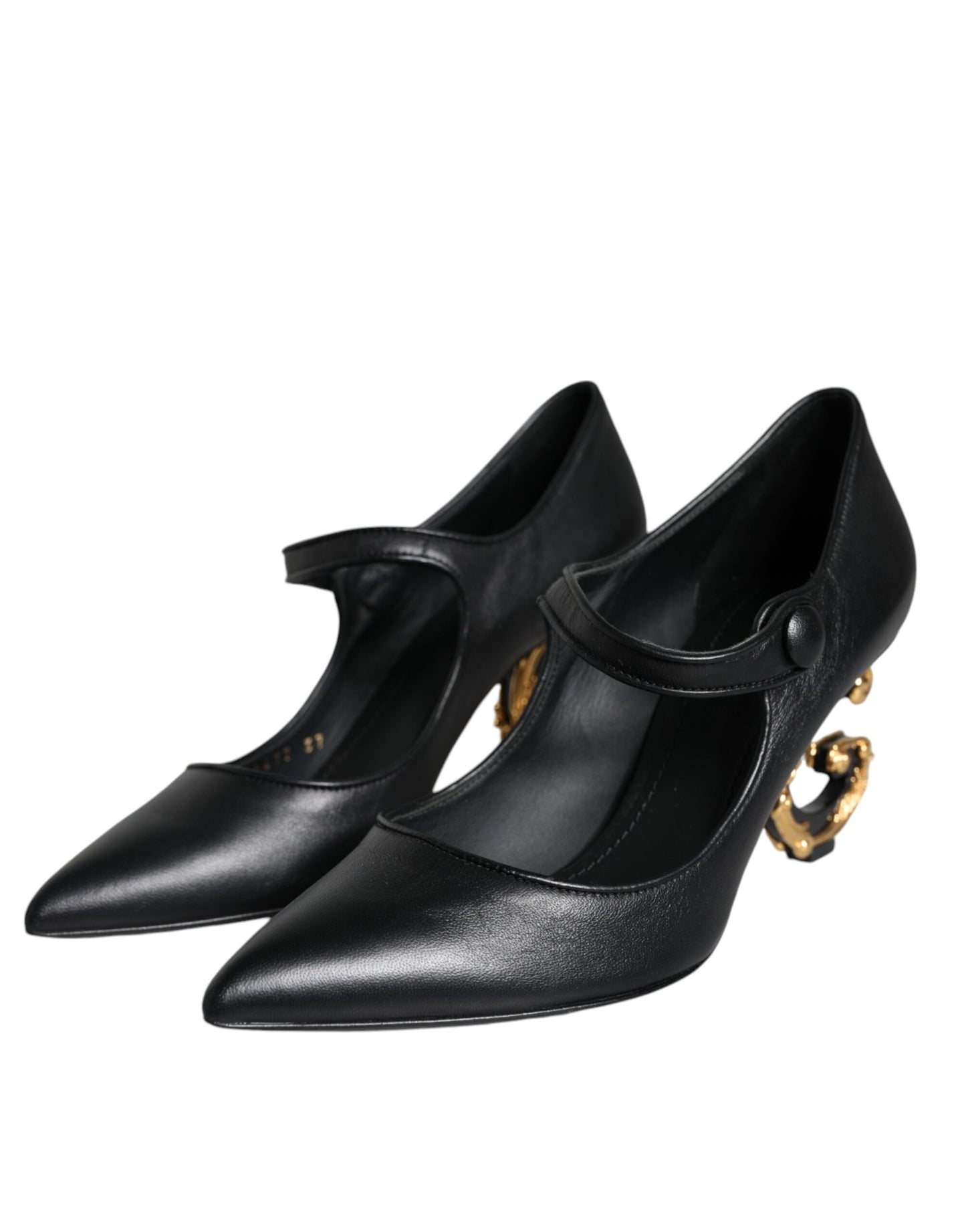 Dolce &amp; Gabbana – Mary-Jane-Pumps aus schwarzem Leder mit Logo