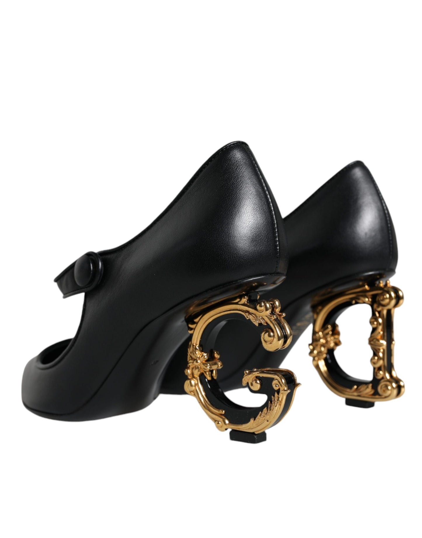 Dolce &amp; Gabbana – Mary-Jane-Pumps aus schwarzem Leder mit Logo