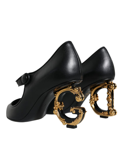 Dolce &amp; Gabbana – Mary-Jane-Pumps aus schwarzem Leder mit Logo