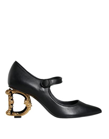 Dolce &amp; Gabbana – Mary-Jane-Pumps aus schwarzem Leder mit Logo