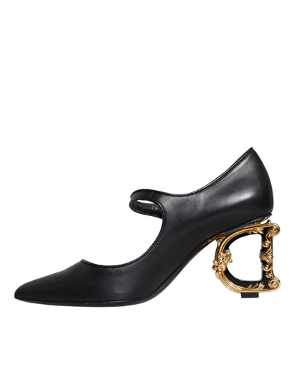 Dolce &amp; Gabbana – Mary-Jane-Pumps aus schwarzem Leder mit Logo