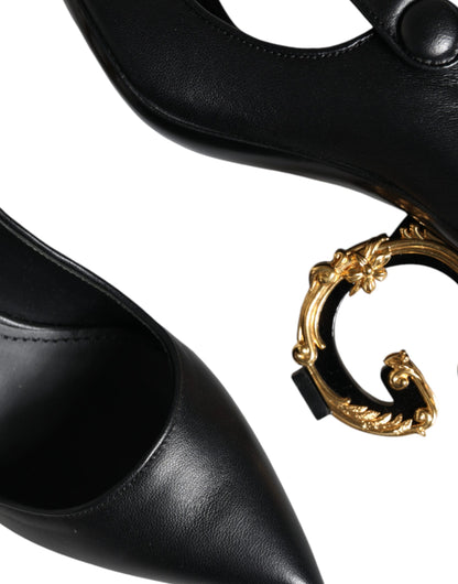 Dolce &amp; Gabbana – Mary-Jane-Pumps aus schwarzem Leder mit Logo