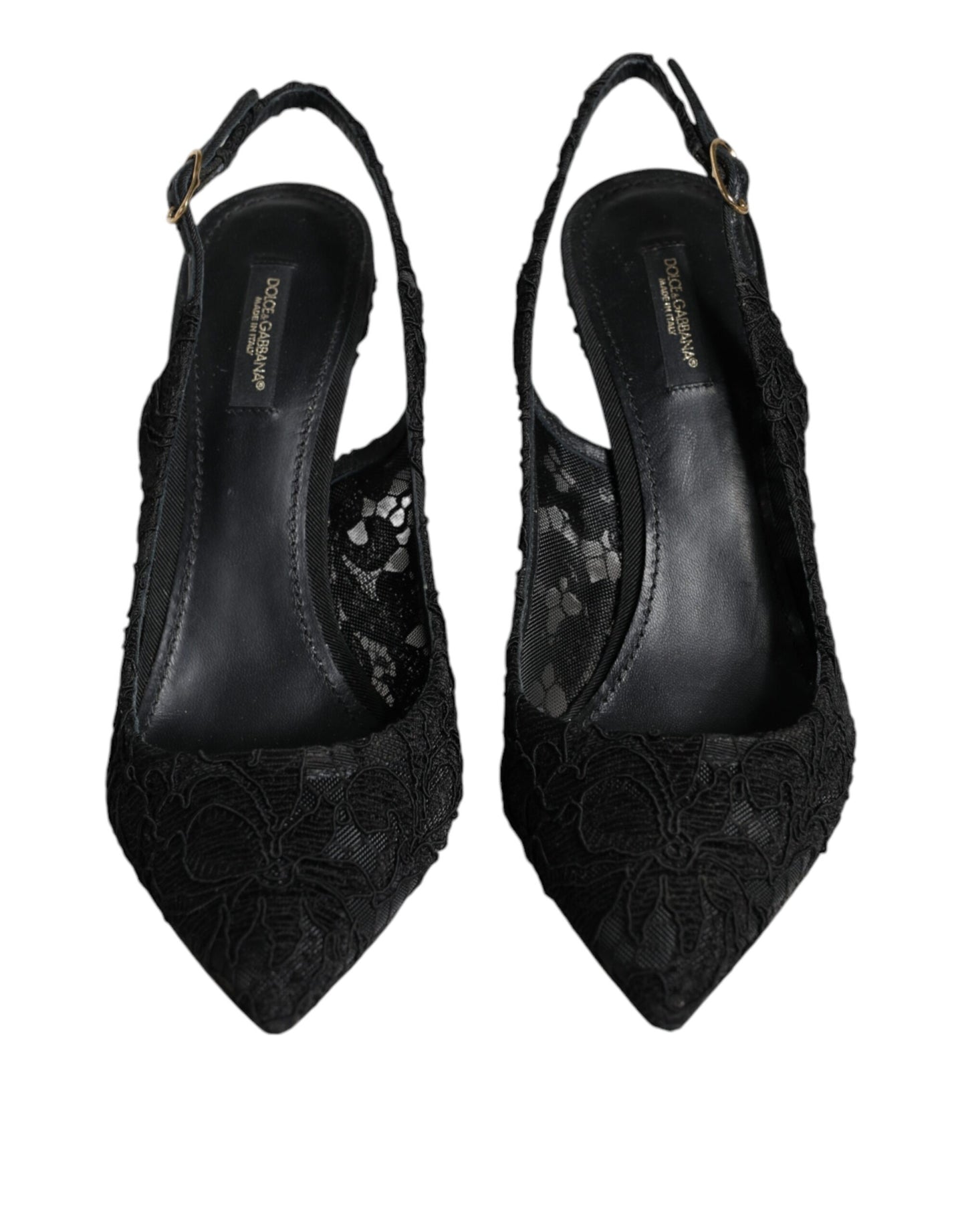 Dolce &amp; Gabbana – Schwarze Slingback-Schuhe „Taormina“ aus Spitze von Bellucci