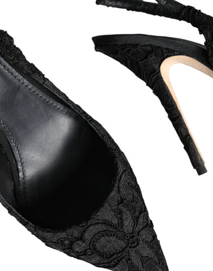 Dolce &amp; Gabbana – Schwarze Slingback-Schuhe „Taormina“ aus Spitze von Bellucci