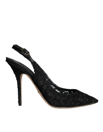 Dolce &amp; Gabbana – Schwarze Slingback-Schuhe „Taormina“ aus Spitze von Bellucci