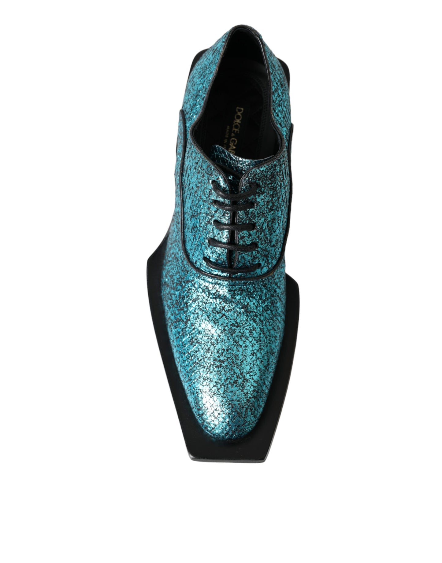 Dolce &amp; Gabbana – Blaue Derby-Absatzschuhe aus Leder mit Blockabsatz