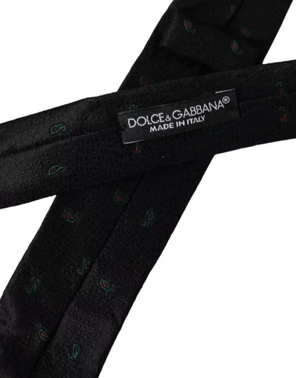 Dolce &amp; Gabbana – Schwarze Fantasy-Krawatte aus 100 % Seide, verstellbar