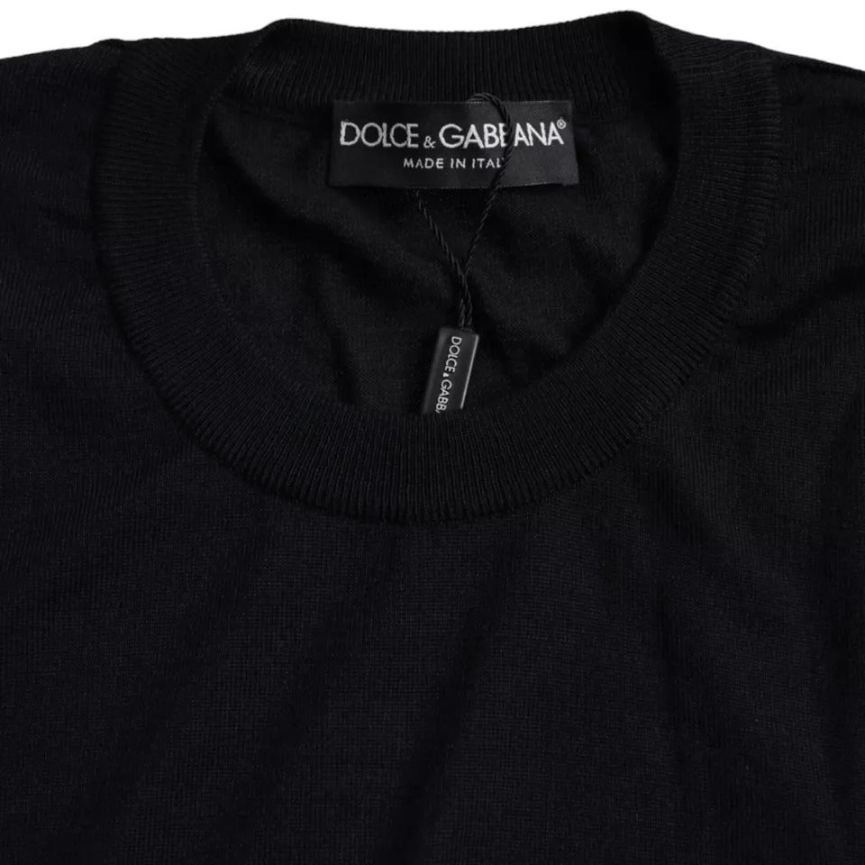 Dolce & Gabbana Black Cashmere Crew Neck Pullover Sweater