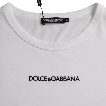 Dolce &amp; Gabbana – Weißer Pullover aus Baumwolle mit Rundhalsausschnitt und Logo