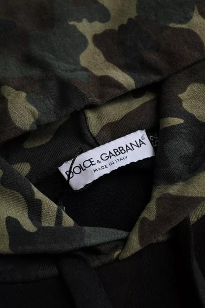 Dolce &amp; Gabbana – Schwarzes Sweatshirt mit Kapuze und Camouflage-Muster