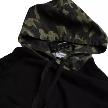 Dolce &amp; Gabbana – Schwarzes Sweatshirt mit Kapuze und Camouflage-Muster