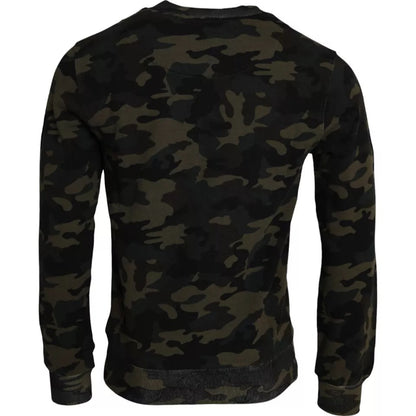 Dolce &amp; Gabbana – Schwarzer Pullover mit Rundhalsausschnitt und Camouflage-Muster