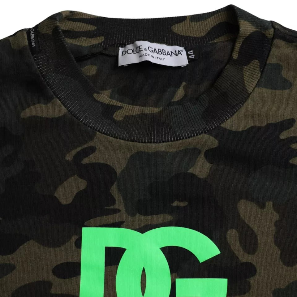 Dolce &amp; Gabbana – Schwarzer Pullover mit Rundhalsausschnitt und Camouflage-Muster