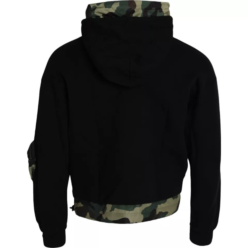 Dolce &amp; Gabbana – Schwarzes Sweatshirt mit Kapuze und Camouflage-Muster