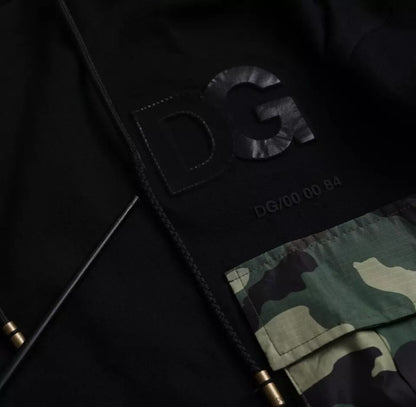 Dolce &amp; Gabbana – Schwarzes Sweatshirt mit Kapuze und Camouflage-Muster