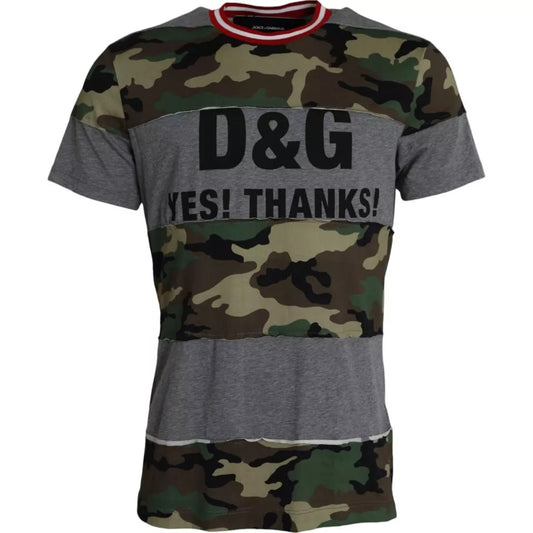 Dolce &amp; Gabbana Mehrfarbiges Camouflage-T-Shirt aus Baumwolle mit Rundhalsausschnitt für Herren