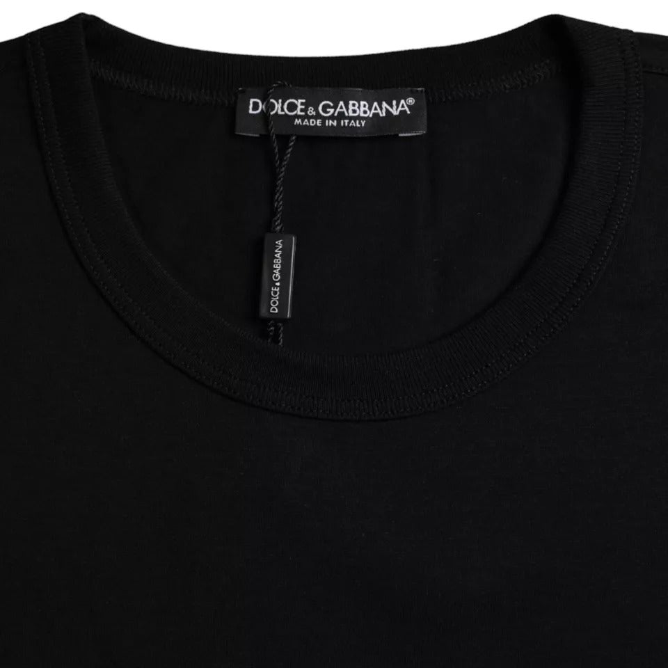 Dolce &amp; Gabbana – Schwarzes T-Shirt aus Baumwolle mit Rundhalsausschnitt und kurzen Ärmeln