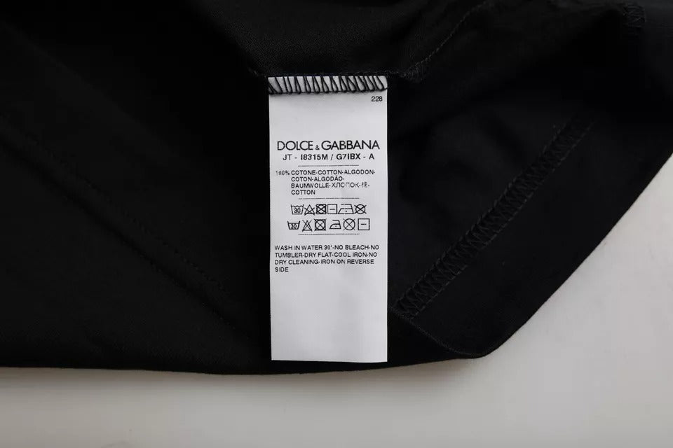 Dolce &amp; Gabbana Schwarzes T-Shirt aus Baumwolle mit Rundhalsausschnitt und kurzen Ärmeln für Herren