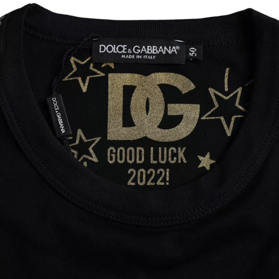 Dolce &amp; Gabbana Schwarzes T-Shirt aus Baumwolle mit Rundhalsausschnitt und kurzen Ärmeln für Herren