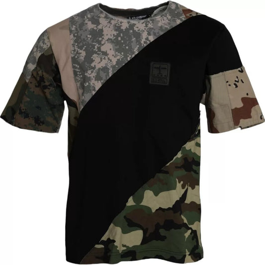 Dolce &amp; Gabbana Mehrfarbiges Rundhals-T-Shirt aus Baumwolle mit Camouflage-Muster für Herren