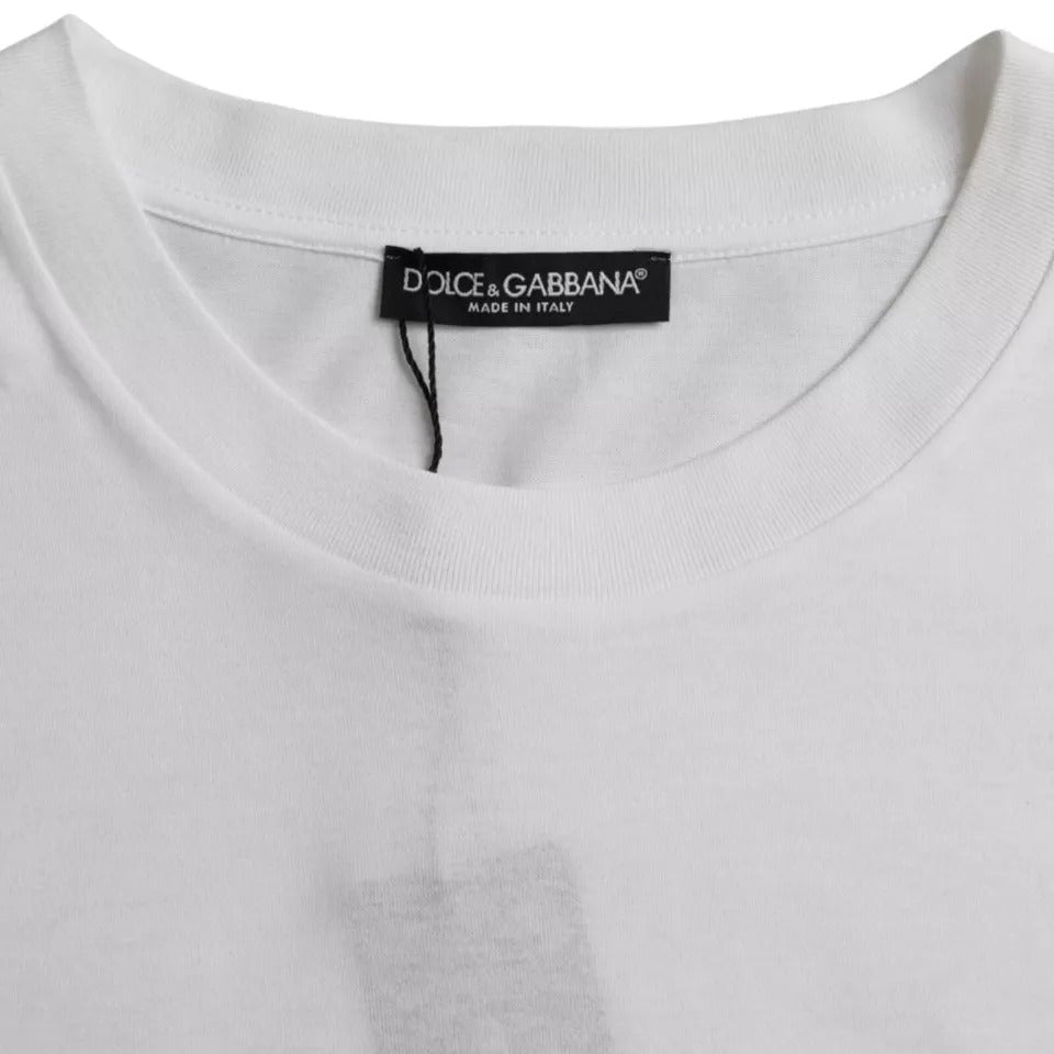 Dolce &amp; Gabbana – Weißes, kurzärmliges T-Shirt aus Baumwolle mit Rundhalsausschnitt